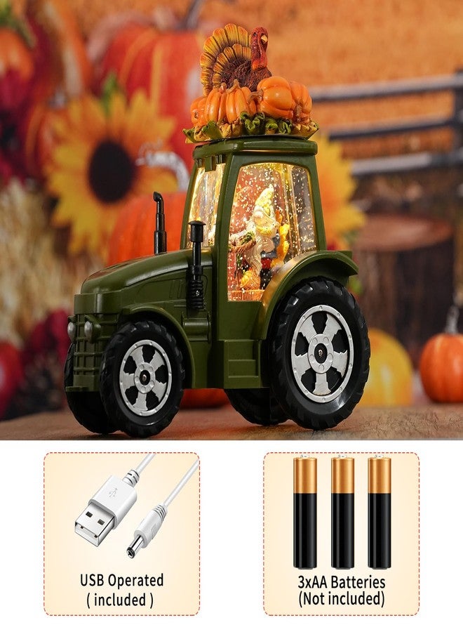 كرات ثلجية مزينة لعيد الشكر، ديكورات خريفية مضيئة على شكل ديك رومي وقزم وقرع، كرات ثلجية لامعة دوارة مع مؤقت، هدايا عيد الشكر على شكل جرار أخضر ليوم الحصاد الخريفي - Image 3